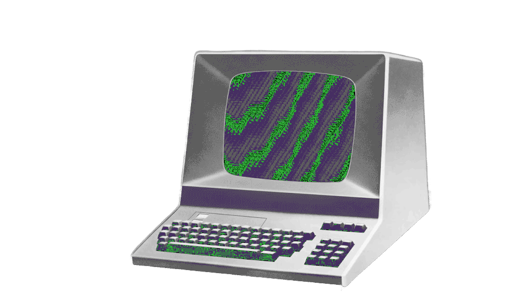 Imágen animada que representa el monitor de una computadora parpadeando